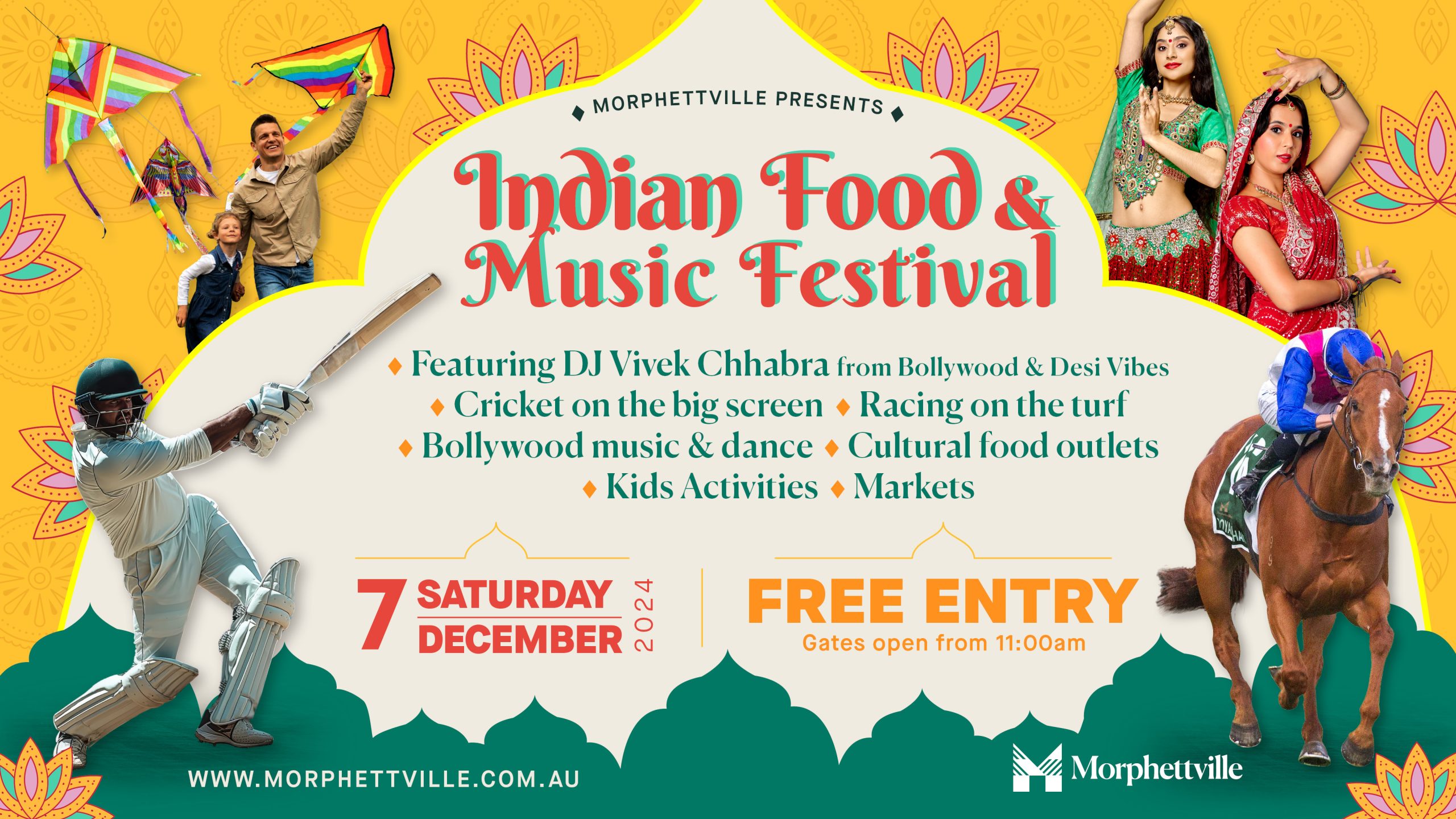 Graphic showcasing all of the exciting activations as part of the Indian Food and Music Festival